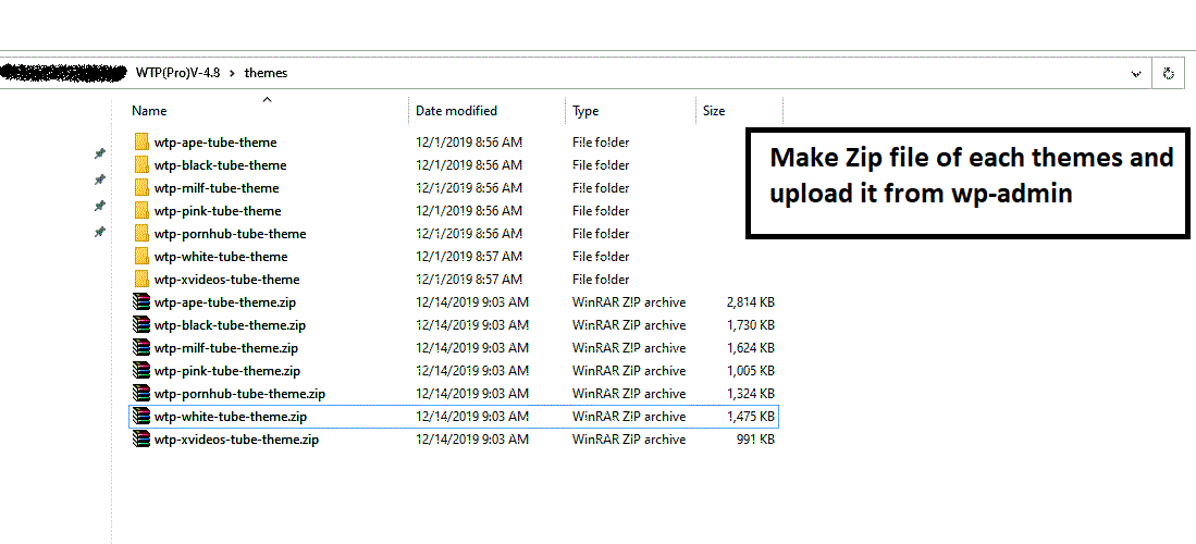 wp-tube-plugin Make Zip Each Themes